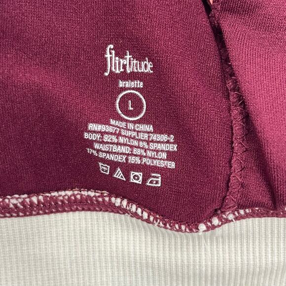 Flirtitude Maroon Yellow Padded Strappy Front Sports Bra Large - Picture 3 of 7